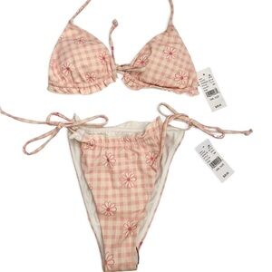 NWT PacSun Pink Gingham Daisy Bikini